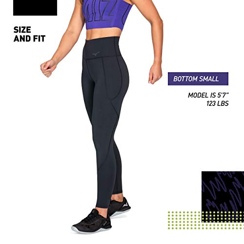 Mizuno Women's Leggings By , Full Length Instinct Tights, High-Waisted Compression Leggings With Pockets For Exercise & Working Out, Black, Medium #TOP6