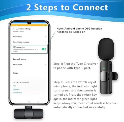 Image of BQYA K8 Wireless Microphone for Vlogging, Video Recording, Online Classes, Noise Cancellation, Type-C Android & iPhone, Plug /Play and Play /No Bluetooth