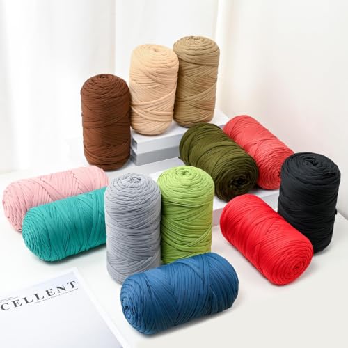 Image of 2 Pack Soft Tshirt Crochet Yarn, 800g /228yds High Elastic Hand Knitting Yarns, Thick T Shirt Yarn for Crocheting Bags, Baskets, Cushions, DIY Crafts(Avocado Green + Avocado Green)