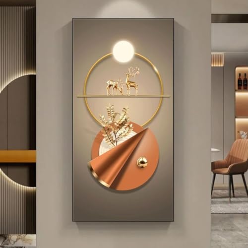 Impression d'art géométrique doré abstrait sur toile premium, Cuadros de luxe 90x180cm