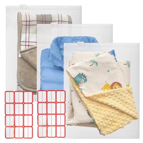 Bolsas Zip 36 Piezas Plastico Bolsas Ropa Viaje organizador maleta bolsas almacenaje ropa viaje, Reutilizable Bolsa de Transparente Viajes Accesorios para Ropa Zapatos Bragas Cosméticos(40 x 50 cm)