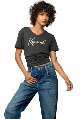 Kaporal, Tee Shirt pour Femme, Coupe Fitted, Manches Courtes, Col en V, Modèle Signe, Couleur...