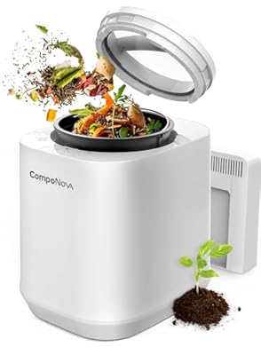 4L COMPONOVA Electric Composter for Kitchen, Countertop Compost Bin, Smart Mill Composter Home Indoor Fertilizer Machine Odorless, Turn Waste to Pre-Compost for Plants (White)