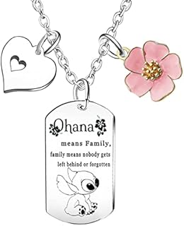 Stitch Necklace Ohana Means Family Necklace For Girls Boys Stitch Gifts For Women Stitch Fans Gifts Inspired Stitch Jewellery Birthday Gifts For Friends Bestie Friendship Gifts For Daughter Son