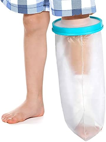 Kids Leg Cast Cover Waterproof Leg Cast Cover for Shower Bath Watertight Plastic Protection Keep Bandage Dry, Reusable Foot Cast Protector for Leg, Knee, Foot, Ankle Wound（17inch)