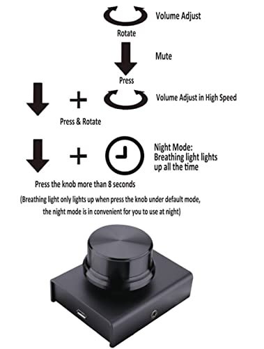 Image of USB Volume Control, Multimedia Controller Knob, PC Computer Speaker Audio Multimedia Volume Remote Control Adjuster with One Key Mute Function Support Win7 /8 /10 /XP /Mac /Vista /Android /iOS (Black knob)