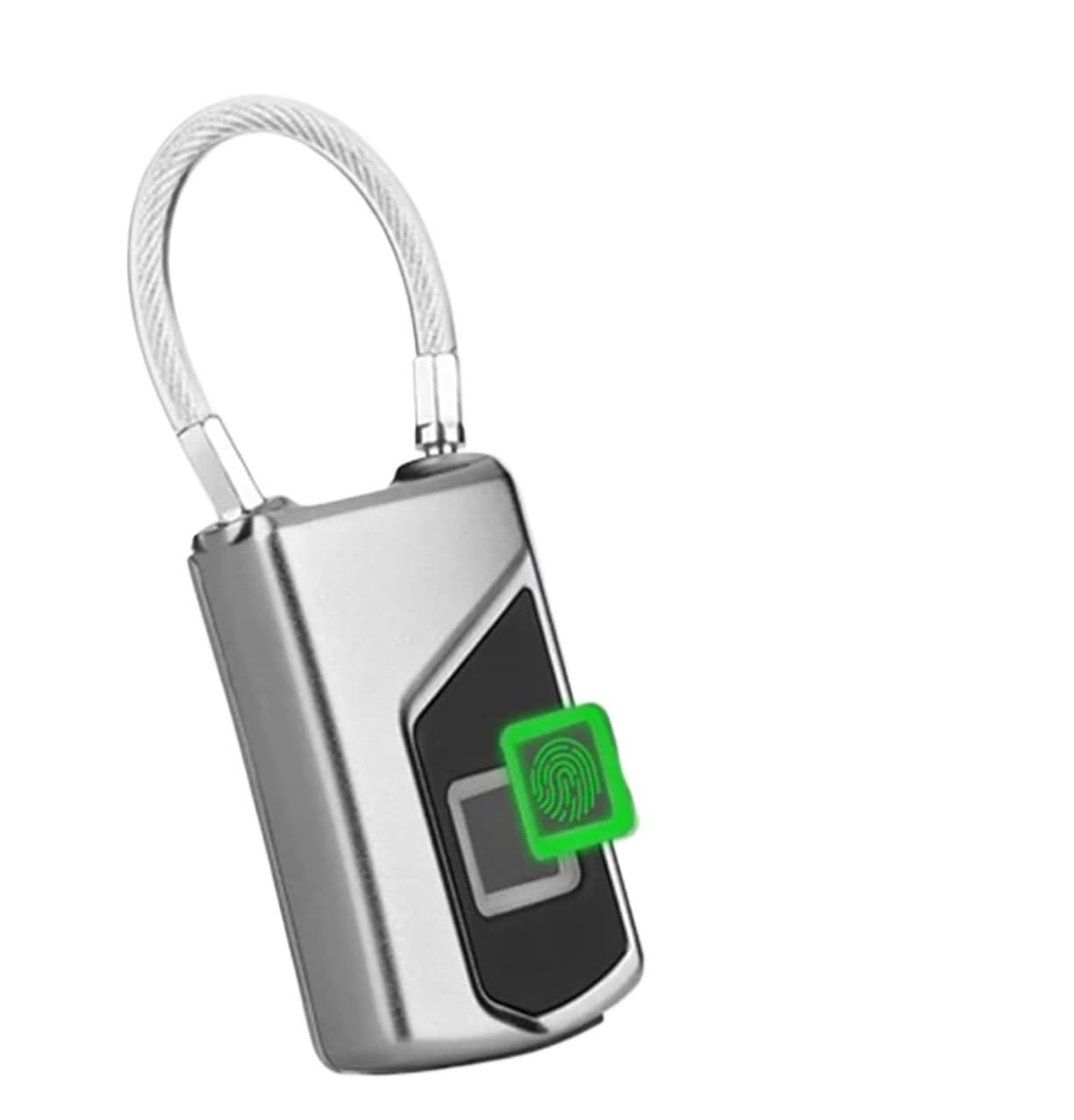 Candado sin llave con huella dactilar, Candado de huella digital Llave de reconocimiento de 360° Copia de seguridad USB recargable 32x90x17 mm