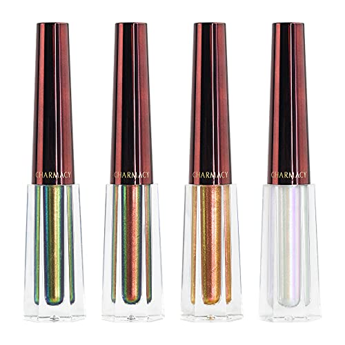 CHARMACY Duochrome Eyeshadow 4 Colors Metallic Chameleon Liquid Glitter Eye shadow Set, Quick-Drying Sparkling Multichrome Eye Shadow Makeup Kits