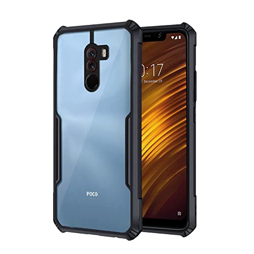 Image of Dashmesh Shopping Shockproof Crystal Clear Back Cover Case for Poco F1 | 360 Degree Protection | Protective Design | Transparent Back Cover Case (Black Bumper)