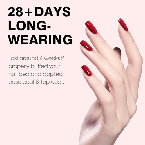 Image of CANNI 9ml Wine Red Glitter Gel Nail Polish, High Gloss UV LED Soak Off Gel