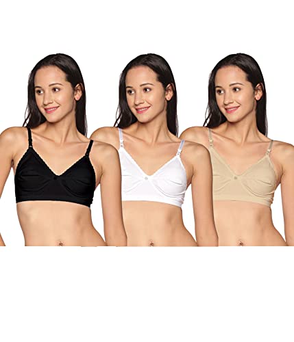 Golden Apparel Bliss Park Women's Multicolor Cool Cotton Bra (Pack of 3)