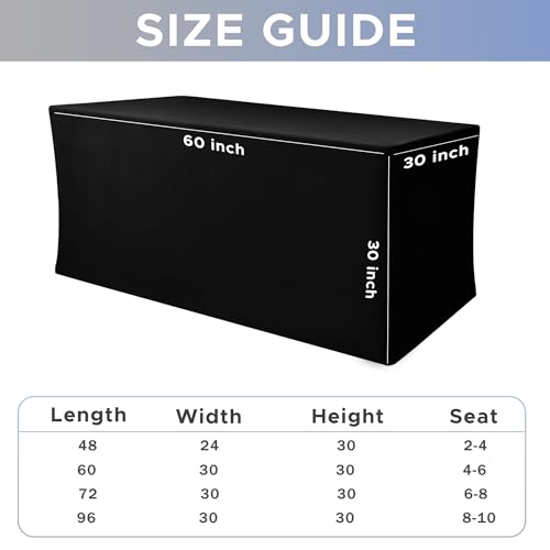 Image of Nasitos Black Rectangle Spandex Fitted Table Clothes 2 Pack 60x30 in | Wrinkle Resistant Elastic Table Covers Protector for 5 Foot Folding Table, Parties, Craft Show, Trade Show