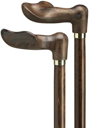 Bastón de nogal con agarre de palma derecha con mango moldeado de nogal