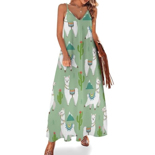 Robe maxi de plage à motif cactus et alpaga pour les vacances