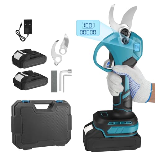 Electric Pruning Shears, Professional Cordless Electric Pruning with 2*2000mAh Battery, LCD Screen,...