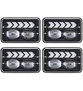 SUPAREE 4pcs 4x6 inch LED Headlights Hi/Lo Beam Halo DRL Turn Singal Rectangular Replacement H465...