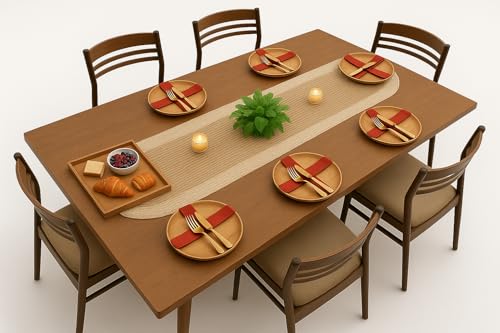 Image of Dining Table Runner for 6 Seater | Table Runners for Living Room | Cotton Runner for Centre Table | Side Table Cover | Runner for Dining | Home Center Table Runner (137 X 30 Centimeter)