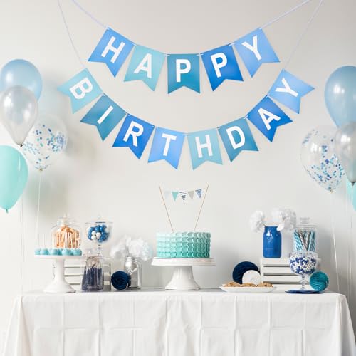 Image of Happy Birthday Banner Party Banner NO DIY Birthday Sign Blue