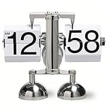 Lancoon Retro Flip Orologio con Doppia Gamba Digitale Flip Down Orologio Meccanico Ingranaggi Interni Alimentati Batteria per Soggiorno Camera Da Letto Ufficio Bianco