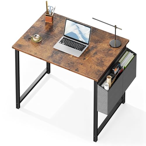 OLIXIS 31-Inch Home Office Desk with Storage, Rustic Brown