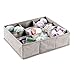 mDesign Soft Fabric 9 Section Dresser Drawer and Closet Storage Organizer for Child/Kids Room, Nursery, Playroom - Divided Large Organizer Bin - Textured Print with Solid Trim, 2 Pack - Linen/Tan