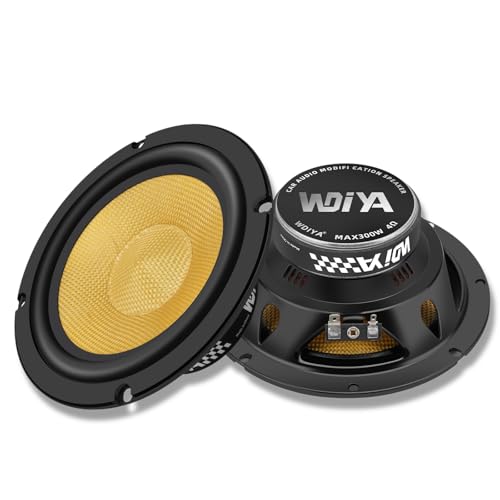 WDiYA Upgrade 6.5 Inch Car Speakers – 300W Peak Power, 4 Ohm, Glass Fiber Cone for Deep Bass & Clear Mid-Low Frequency – High Sensitivity Stereo, Shockproof – Professional Car Audio System