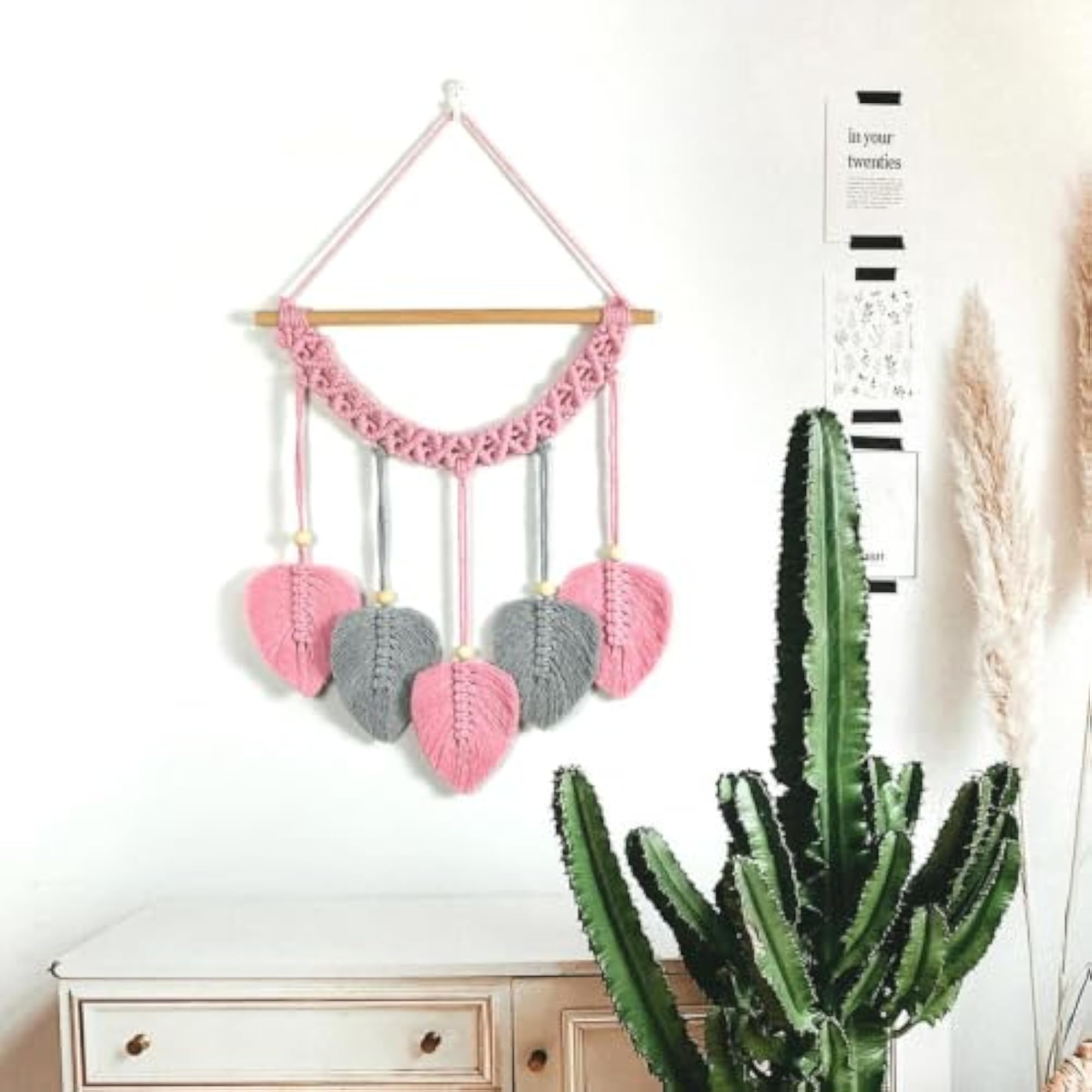 Macrame Wall Hanging Leaves Tapestry for Wedding Room Decor