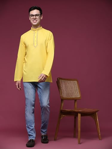 SKAVIJ Mens Cotton Henley Shirts Casual Band Collar Kurta Long Sleeve Embroidered Top T-Shirt4