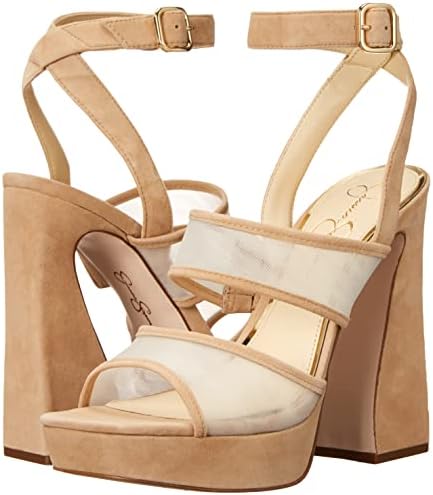 Jessica Simpson Women's Drixi High Heel Sandal Heeled, Almond/Sheer, 9 | Image 6