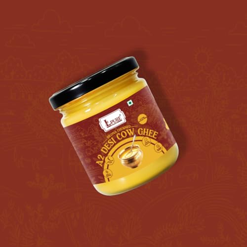 Image of LPURE A2 Cow Ghee 500ML | Desi Ghee in Glass Jar | Bilona Method | Grass-Fed | Curd-Churned | Cultured Ghee | Pure, Natural, Healthy | Keto-Friendly | Lab Tested