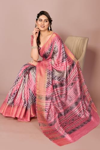 Image of MIRCHI FASHION Women Saree Cotton Silk Batik Block Printed | Breathable Office Wear and Regular Use Sari with Blouse Piece