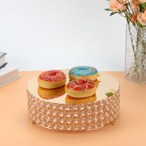 11.8 Inch Gold Cake Stand With Crystal, Metal Round Multipurpose Cake Stands Cake Holder with Crystal Beads, Dessert Table Display for Wedding Birthday Party Reception Celebration - Image 6