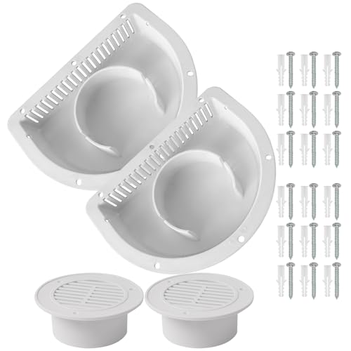 Calvana 2 Pack Vent Covers for Trailer Universal Side Vent Cover for Trailers Trucks and Cargo Enclosures Fan Ventilation(White)