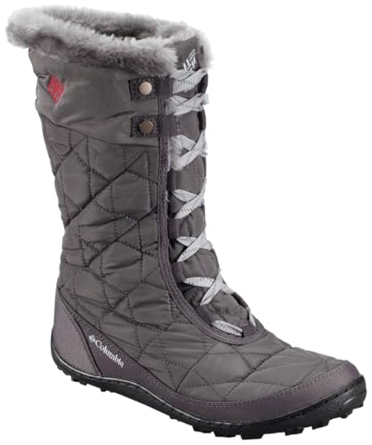 Columbia Women's Minx Mid Ii Omni-Heat Snow Boot, Shale, Bright Red, 8.5 B US