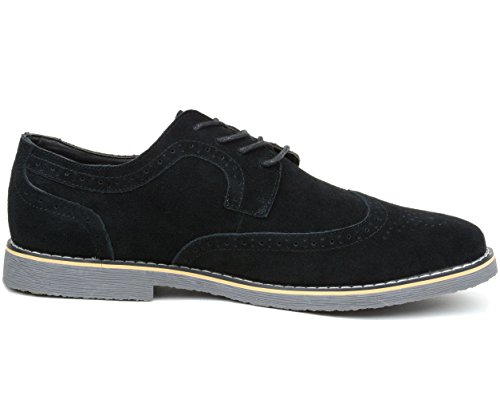 Alpine Swiss Beau Mens Dress Shoes Genuine Suede Wingtip Oxfords Black 13 M US3