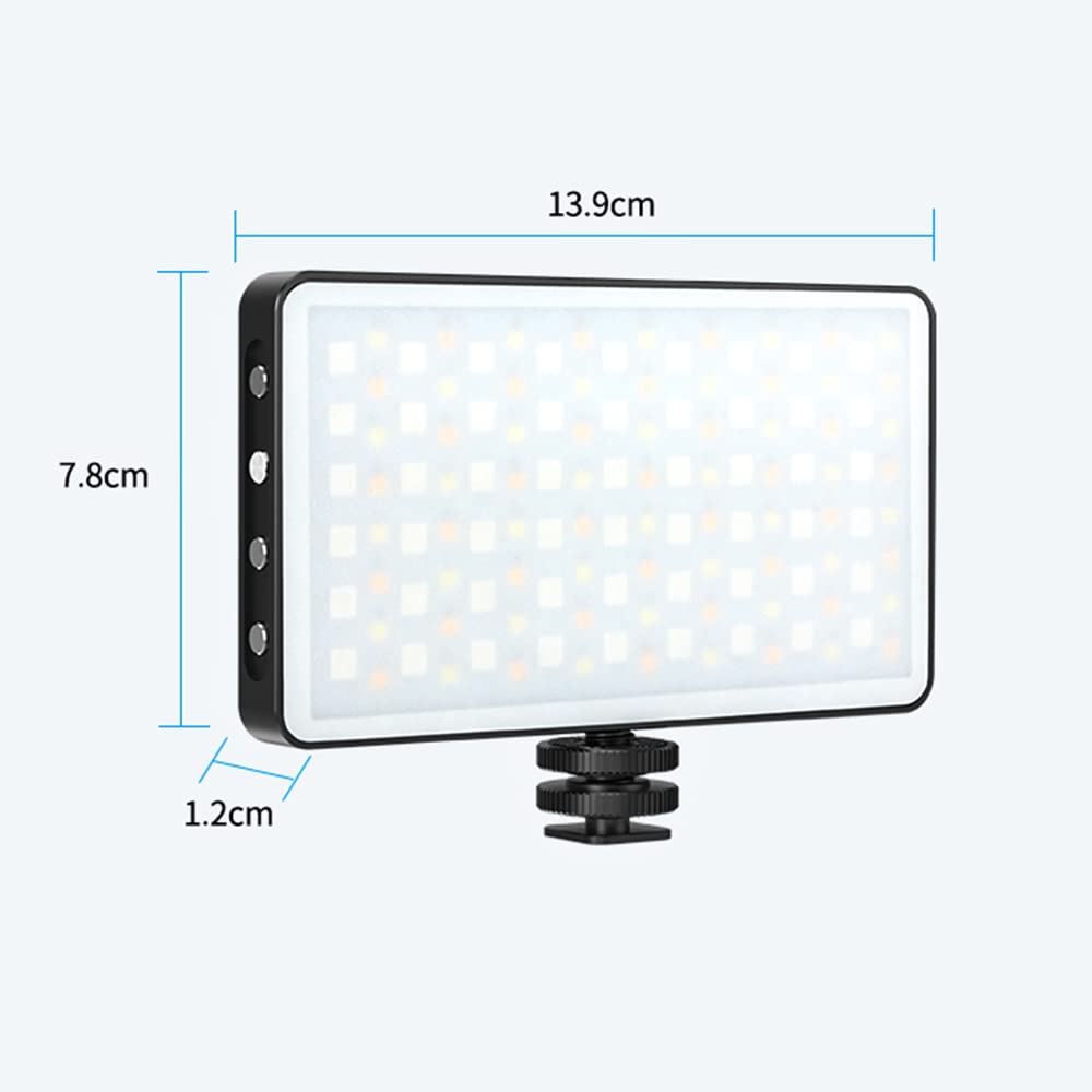 Bewinner Luce Video LED RGB Portatile, Pannello Luminoso di Riempimento Dimmerabile 3000K-8500K CRI 97+ con 12 Effetti di Luce, Batteria Incorporata, Adattatore Cold Shoe per Videoconferenze in