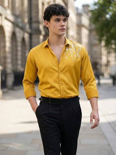 Image of IndoPrimo Men's Stylish Satin Shirt for Party, Formal, Daily and Casual Wear Full Sleeve Shirt for Mens - Trio
