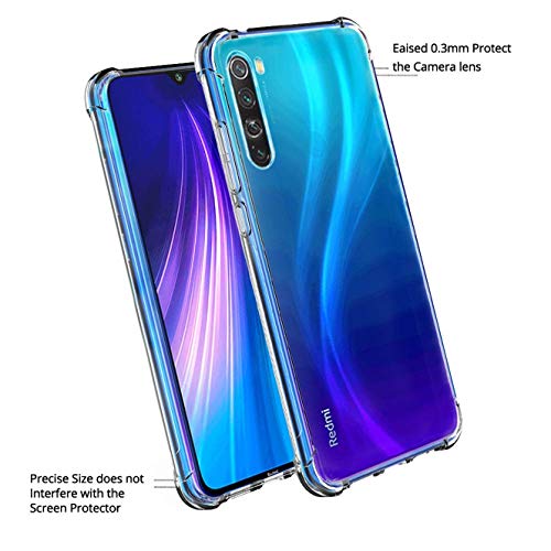 Image of WOW IMAGINE Redmi Note 8 Shockproof Back Cover Case | Flexible Protective Cushioned Edges Crystal Clear TPU Bumper Corners Back Case Cover for Xiaomi Redmi Note 8 - Transparent