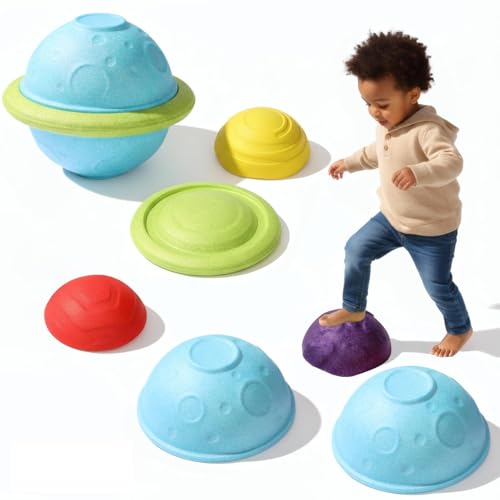 Balance Stepping Stones for Kids 5pcs Non-Slip River Stones Obstacle Course Play Indoor and Outdoor Coordination Game Sensory Toys Toddler Ages 3 4 5