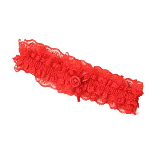 Giarrettiera Sposa In Pizzo Bianco E Rosso - Accessorio Matrimonio Con Fiocchi E Ciondoli - Foto 6