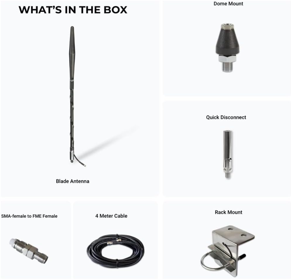 Bolton Blade New 5G Vehicular Cellular Antenna | All Vehicle, Trucks, Offroad, OTR | 600-3750 MHz | 5G 4G LTE | Ultra-Wideband| 4.4dBi Gain | Most Powerful OTR Antenna | Made in USA | Trunk Lip Mount