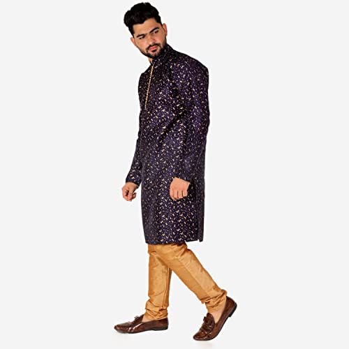 Image of Pro-Ethic Style Developer Men's & Boys Silk Floral Baap Beta Kurta Pajama Set | Father Son Matching Dresses | | (B-111)