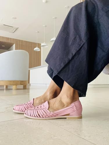 Image of Macarena Collection Leather Sandals for Women | Handmade Mexican Huarache | Woven Slip-On Shoes with Cushioned Insole | Artisan Crafted Genuine Leather