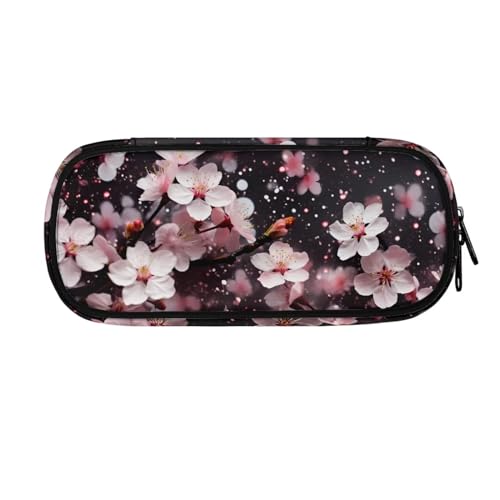 Image of 8.8 inch x 4.1 inch x 1.7 inch Pencil Box, Pink Cherry Blossom Pencil Case Pouch Pen Storage Bag Pencil Organizer for Stationery Fountain Pens