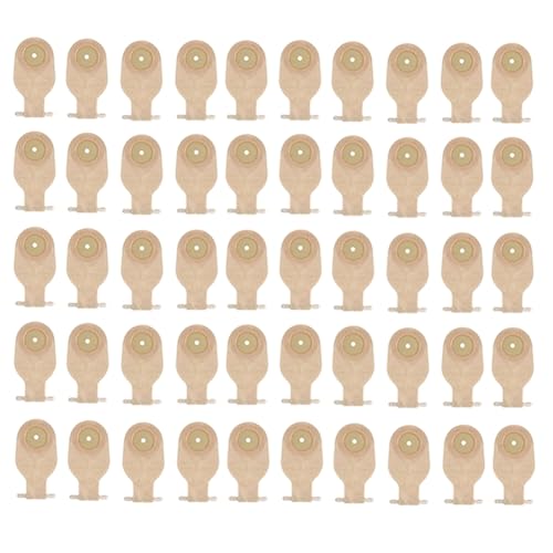 Asinfter 50 Bolsas de Ostomía, Bolsas Drenables de una Pieza para Colostomía, Ileostomía, Cuidado del Estoma, Bolsas de Colostomía con Válvula de Drenaje de 20-60 mm