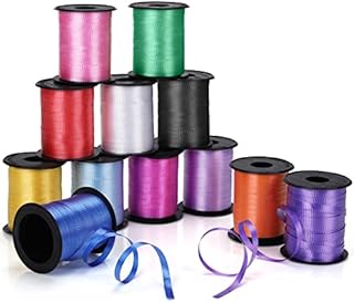BELLE VOUS Curling Ribbon Rolls (12 Pack) - 18m / 59ft, 5mm Width Each - Crimped Ribbon for Balloons, String Gift Wrapping, Florists, Wedding/Party Decoration, Festivals, Arts/Crafts, and Christmas