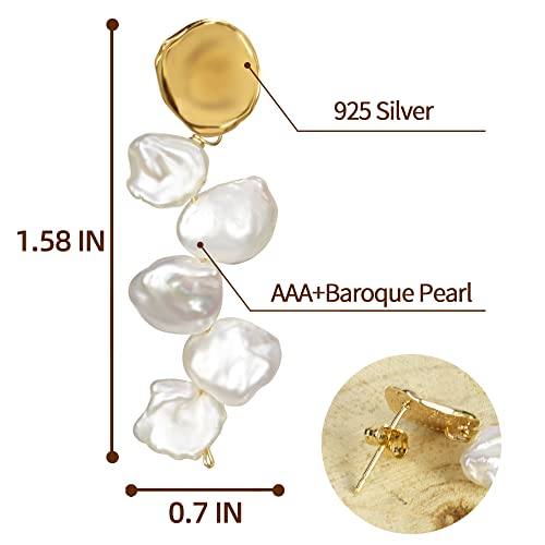 Elexis Long Baroque Pearl Earrings For Women Dangle Gold Dainty Statement Tassel Real Pearl Drop Jewelry For Wedding Bridesmaid Hanging #TOP4