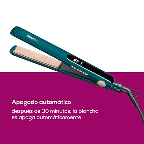 Miniatura 3 de Beurer Hs 50 Ocean Plancha Para El Pelo, Alisador Con Revestimiento Cerámico De Queratina Para Un Cabello Suave, Pantalla Led Para Indicar La Temperatura, Ajuste De Temperatura De 120 A 220 C