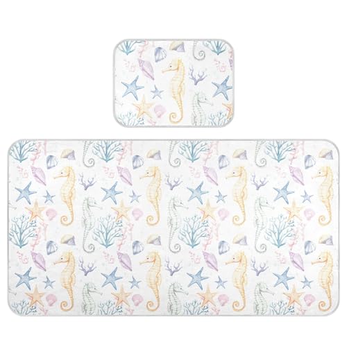 Takiito Marine Seahorses Baby Cooling Mattress Pad, Soft & Breathable Cooling Mat Keep Baby Cool in Summer 28x52 in, Nursery Essential