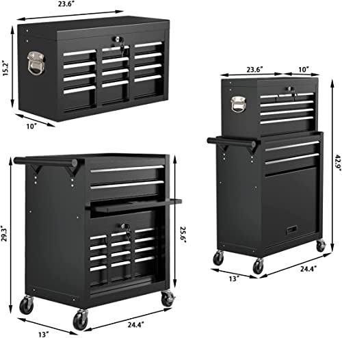 Go Beyond 8-Drawer Rolling Tool Chest, Tool Storage Cabinet And Tool Box With Lockable And Wheels, Tool Box Organizer For Garage Warehouse And Workshop (Black) #TOP2